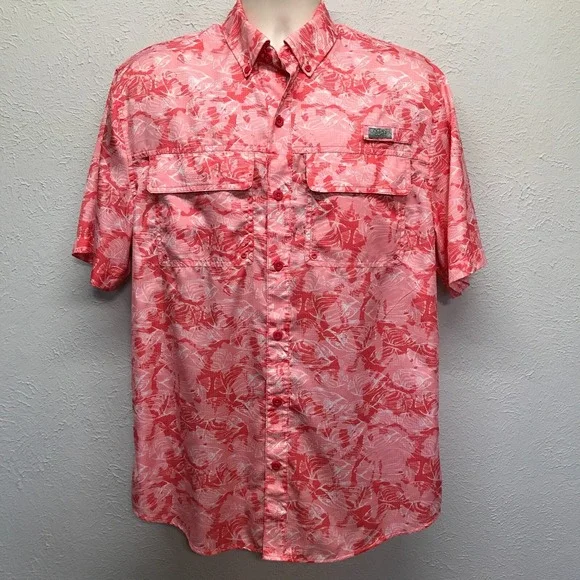 Ocean & Coast Advantage Shirt Mens‎ M Pink All Around Fish Print Fishing Boating