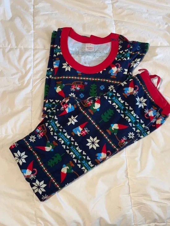 Hanna Andersson XS Navy Gnome Sweet Gnome Holiday Pajama Set