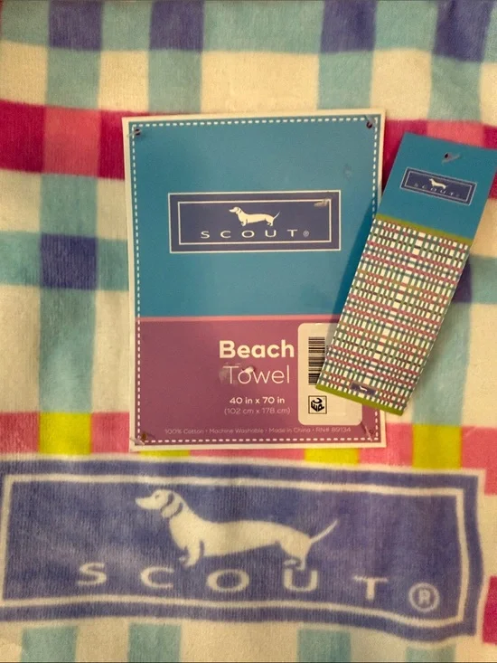 Scout Pastel Plaid Beach Towel in Pink, Blue, Yellow, Mint & Lavender