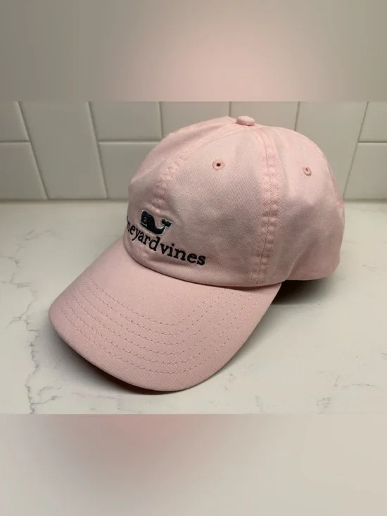 Vineyard Vines Pink Whale Cotton Strapback Baseball Cap Dad Hat⁠