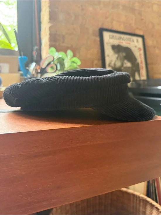 Zara Black Quilted-Lined Corduroy Cap