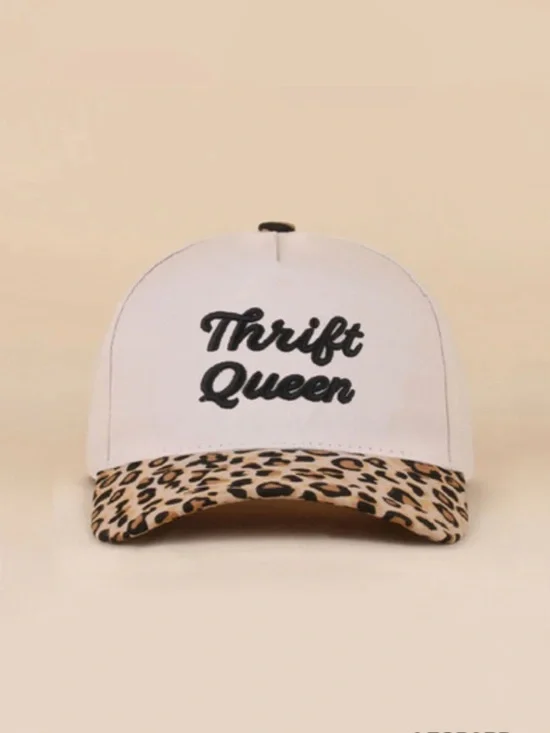 Thrift Queen Leopard Bill Baseball Cap - cream