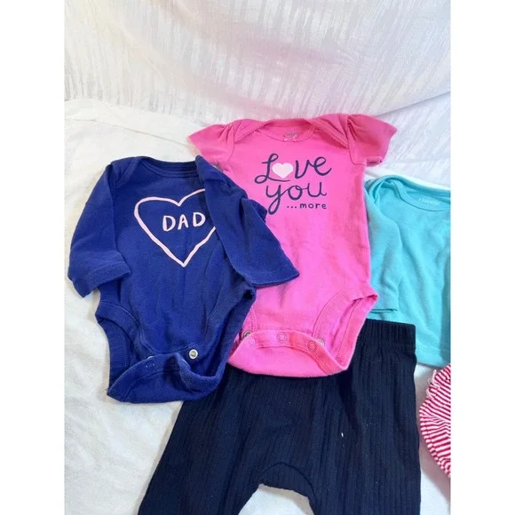Carters Hanes Baby Girl Clothes Lot Newborn NB Bodysuits Leggings Booties 13pc