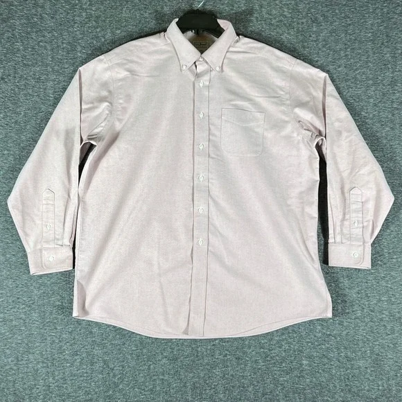LLBean Mens‎ Pink Wrinkle Resistant Long Sleeve Button Down Shirt XL