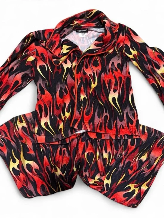 Joe Boxer Kids Flame Print Pajama Set - Red, Black, Yellow
