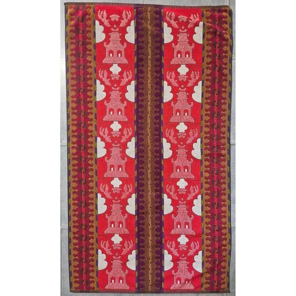 Vintage Royal Terry International Pagoda Dragon Beach Towel Red Cotton Brazil
