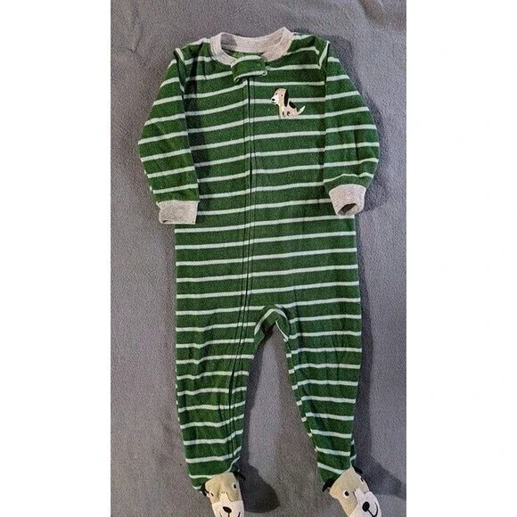 boys puppy fleece‎ footed pajamas size 18 months