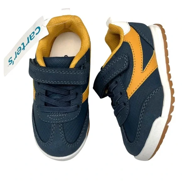 Carters Remi Toddler Boys Casual Slip-on Sneakers Size 8 Navy Mustard Gold Color