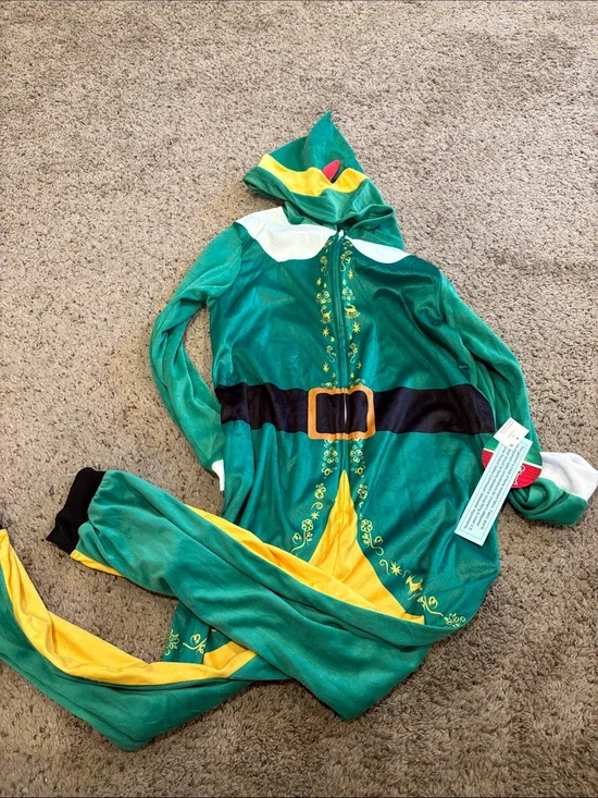 Kids Green Elf pjs  with Hood 10/12