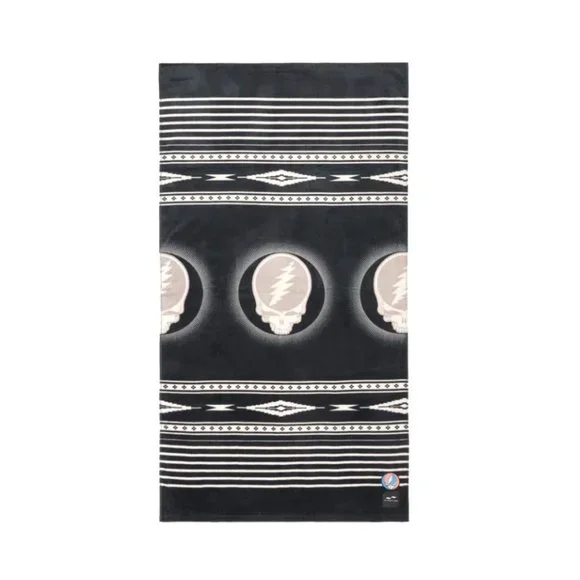 Grateful Dead Black Stripe Beach Towel - Icon Skull Design