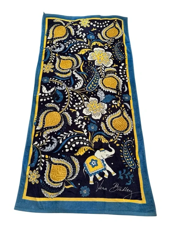NWT Vera Bradley Ellie Blue Beach Towel Retired Pattern Rare! 33” X 66”