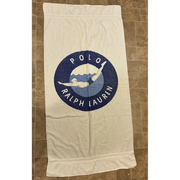 1990s Polo‎ Ralph Lauren Beach Towel: USA-Made Cotton Vintage