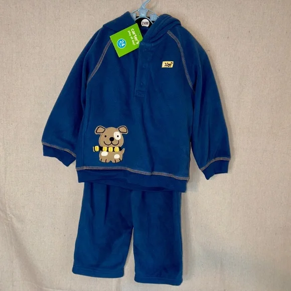 Carter's Baby Boy's Hoodie & Sweat Pants set Size 24‎ Months Blue Fleece NWT!