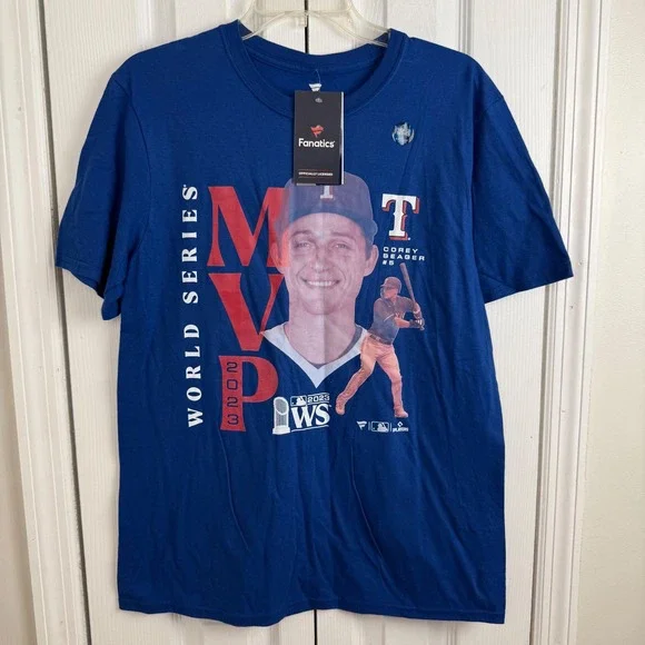 NWT Fanatics Men's Medium Corey‎ Seager MVP World Series 2023 T Shirt Official