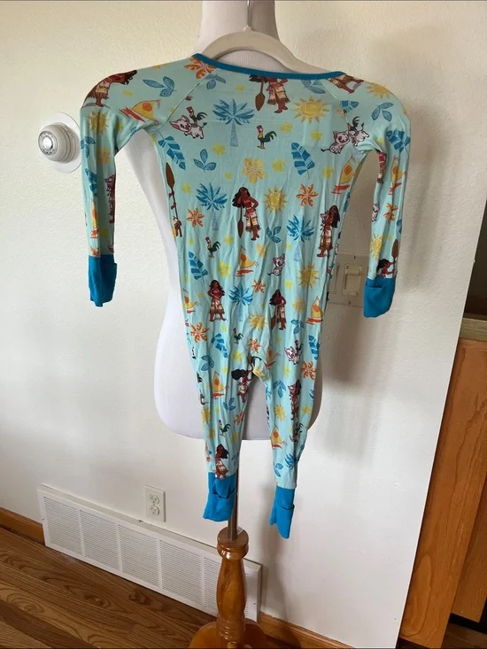 Little Sleepies light blue Hawaiian print footless pajama with teal cuffs