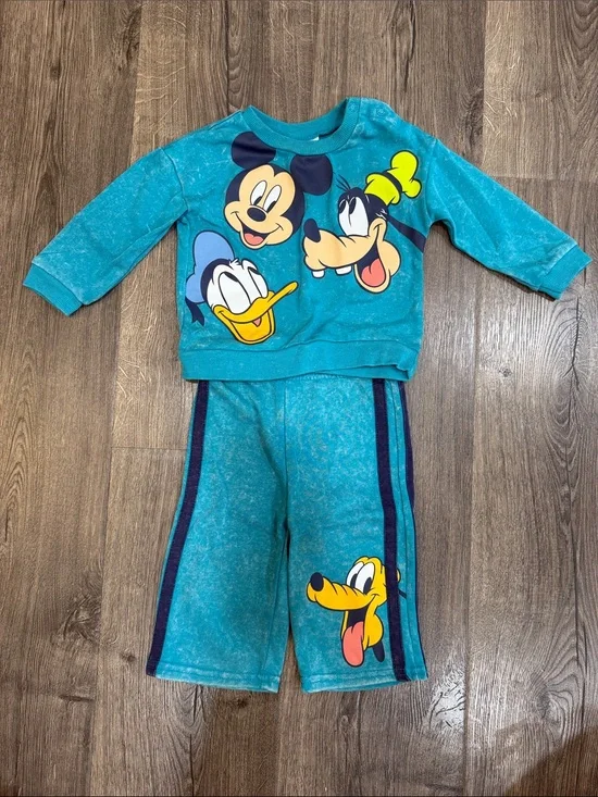 Disney Teal Kids Character Pajama Set with Mickey, Donald & Pluto