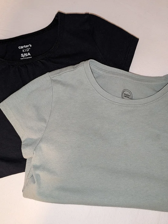 Carter's Short Sleeve Tee Pair in Black and Sage Green