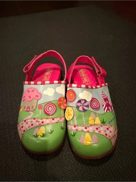 Carter's Pink and Green Candy Print Hook-and-Loop Slip-Ons