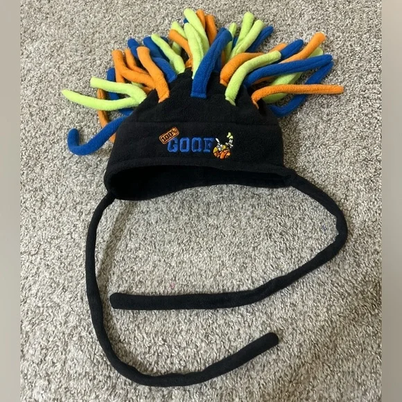 Walt Disney World Black Neon Multi Color Fleece Hat Dreadlock One Size Unisex
