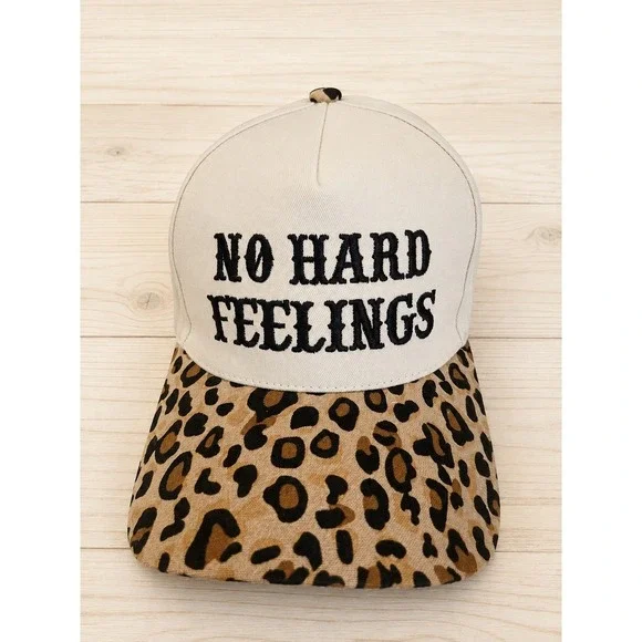 No Hard Feelings Leopard Print Adjustable Baseball Cap Hat Women's