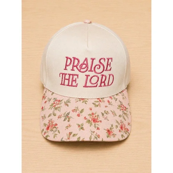 Zenana Praise The Lord Floral Brim Baseball Cap Adjustable Christian Hat NWT