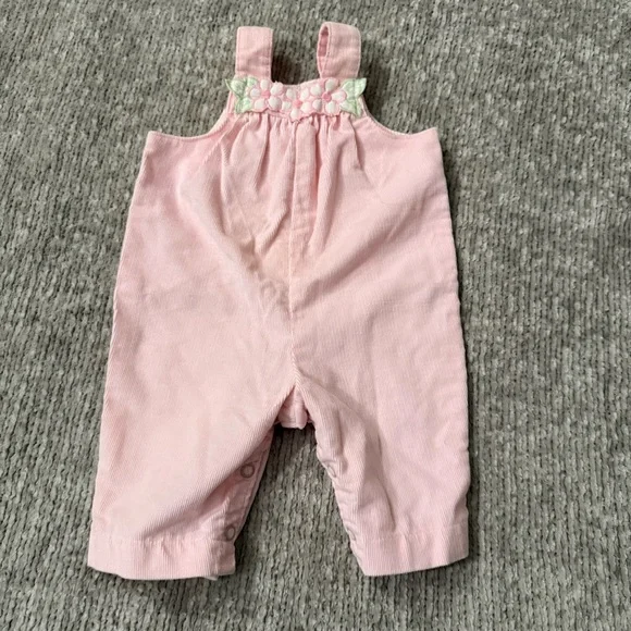 Vintage Carter’s Pink Corduroy Floral‎ Embroidered Romper 3M Made in USA