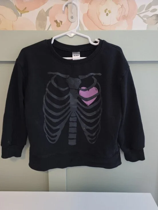 Carter's 4t Halloween skeleton girl's sweatshirt goth baby Gothic