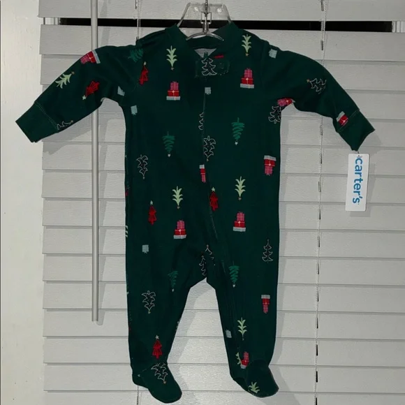 Carter's Green Footie with Red and White Accents