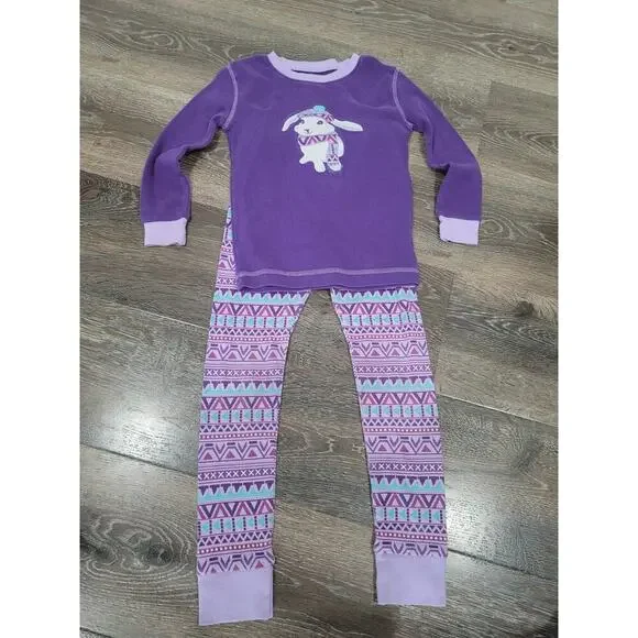 Kirkland Girls Holiday Winter Bunny Rabbit Purple Pjs‎ Pajamas size 7 #6