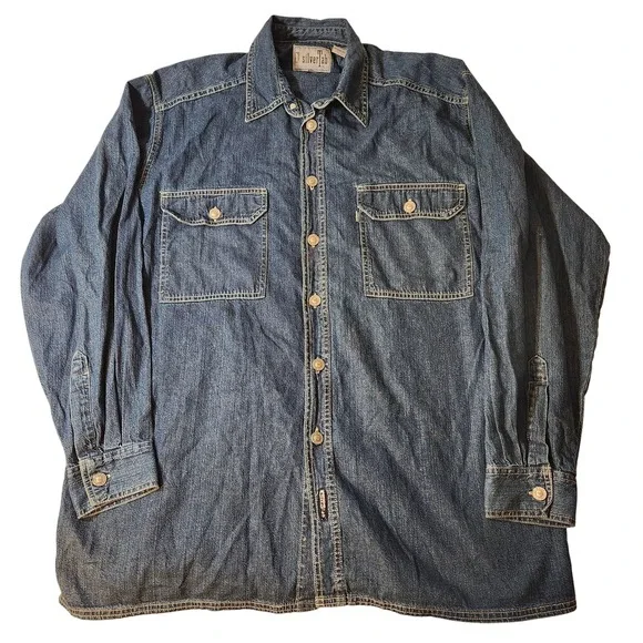 Vintage‎ Levis SilverTab Shirt Mens Large Denim Button Up Long Sleeve 90s Y2k