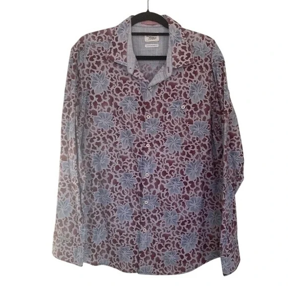 Tommy Bahama‎ Shirt Blue Island Modern Fit Men's XL Long Sleeve