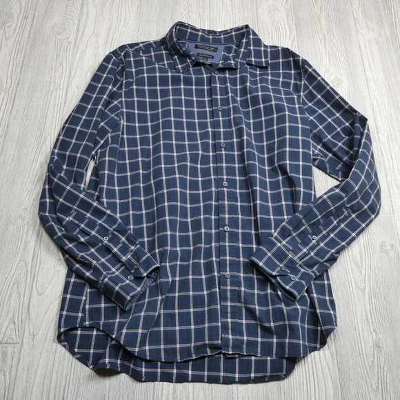 Banana Republic Shirt Adult XL Blue Plaid Custom 078 Wash‎ Camden Fit Mens