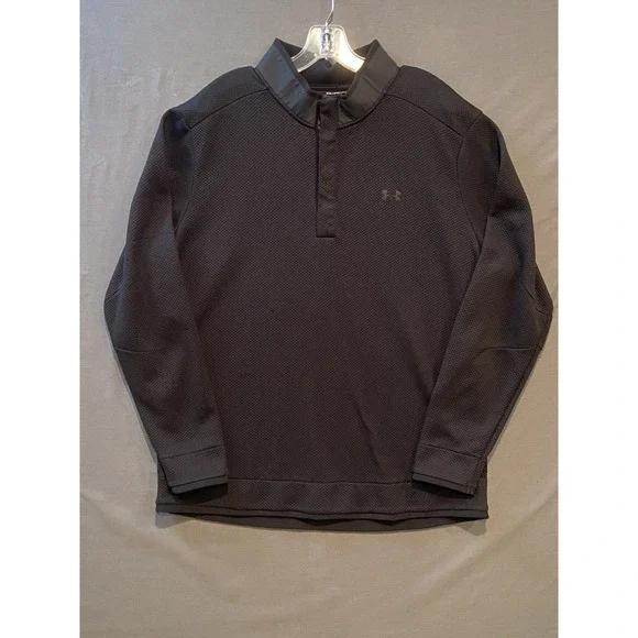 Under Armour 1/4 Snap Shirt Men's 2XL‎ Black Henley Pullover UA Golf Mock Neck