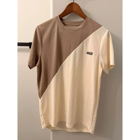 ASOS 4505 Colorblock Athletic T-Shirt Mens Small Tan Cream
