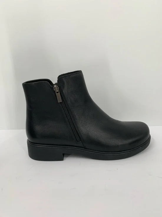 Abeo Compass zip ankle boot shoe black leather comfort footbed women new 11