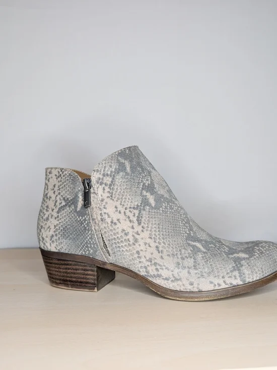 Lucky Brand Women’s Faux Snake-Print Ankle Boots Almond Toe