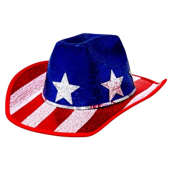 Stars & Stripes Sequin Cowboy Hat - NWT