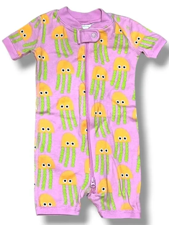 Hanna Andersson Jellyfish Print Shortie Zippered Summer Pajamas 3-6M
