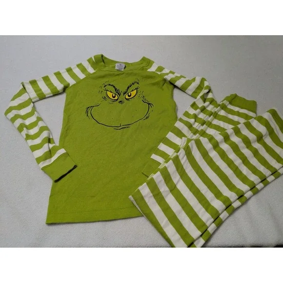 Hanna Andersson Dr. Seuss Grinch Long Sleeve Christmas Holiday Pajama Set Sz 12