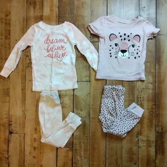 Old Navy pajama sets 2T girls cotton spring bundle of 2 sets pink tie dye