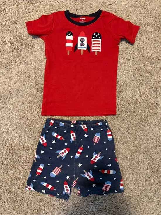 Gymboree Red & Navy Rocket and Popsicle Kids Pajama Set