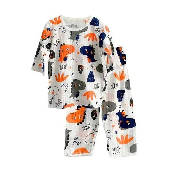 NWT Cute Boys Sleep N' Play Long Sleeve Top & Pants Pajamas Set Dinosaur Roar 2T