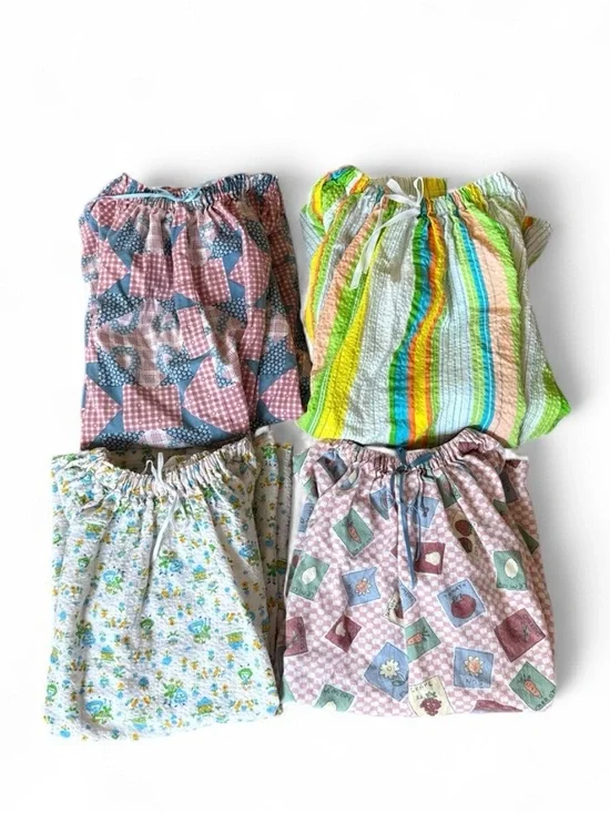 Bundle of four toddler 90s handmade cotton nightgowns/dresses.