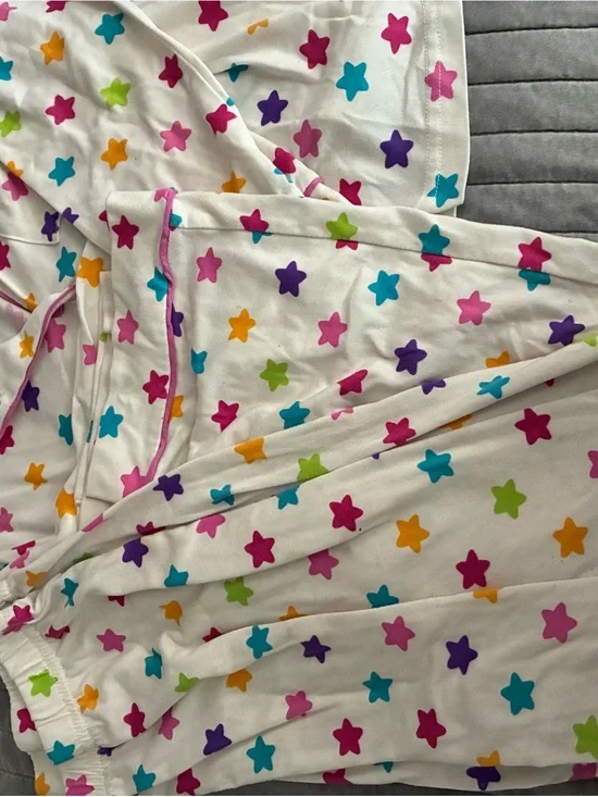 Kids Star-Print Pajama Set - White with Multi-Color Stars