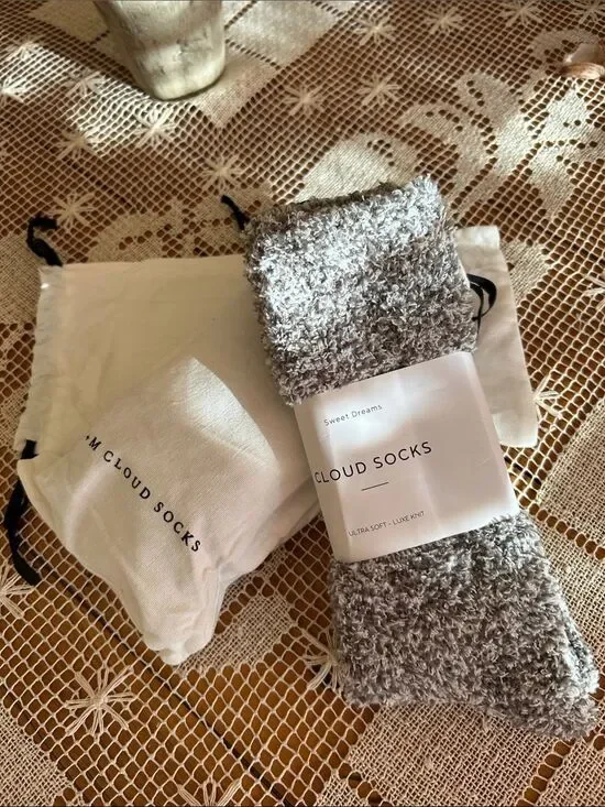 T+M Cloud Socks Plush Gray Cozy Socks New Two pairs