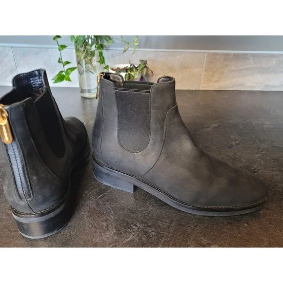 Cole‎ Haan Women's 9 Waterproof Chelsea Boots Black Leather Grand.OS W22340