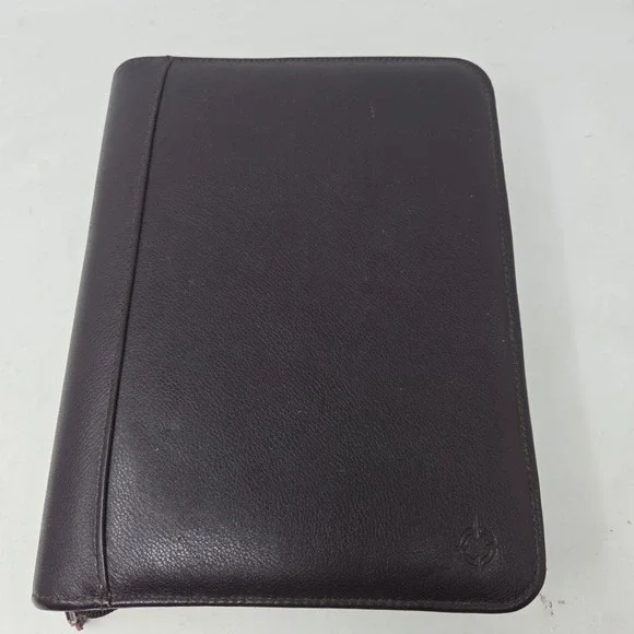 Franklin Covey 7 Ring Zippered Leather Planner Binder Ox Blood Top Grain Cowhide