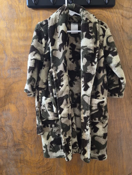 Joe Boxer Plush Camouflage Hooded Jacket - Green & Brown