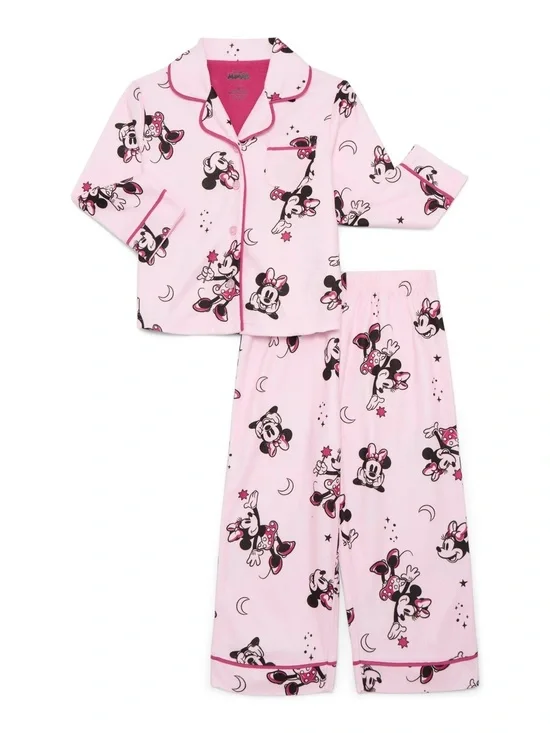 Disney Pink Minnie Mouse Pajama Set with Black & White Accents