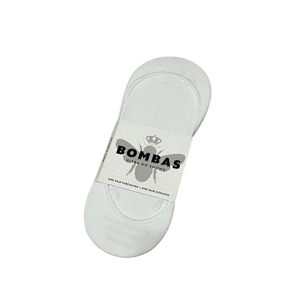 Bombas Ultra No Show Socks White Medium Stay-Put Heel Grip Cotton Blend NWT